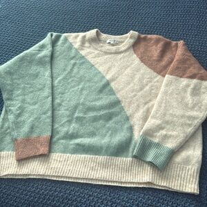 Madewell Sweater in Green, Cream, and Brown